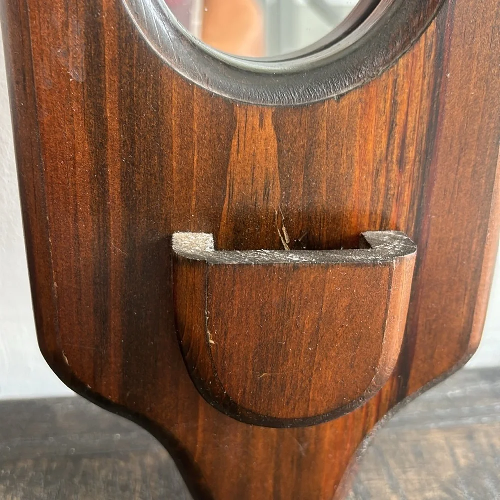 Vintage wood wall sconce with mirror, small nook to hold things, 15x5 inches